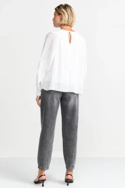 Ausgestellte Plissee-Bluse