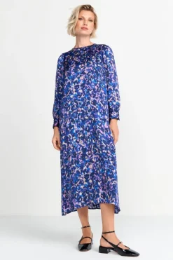 Blaues Midikleid Mit Leo-Print