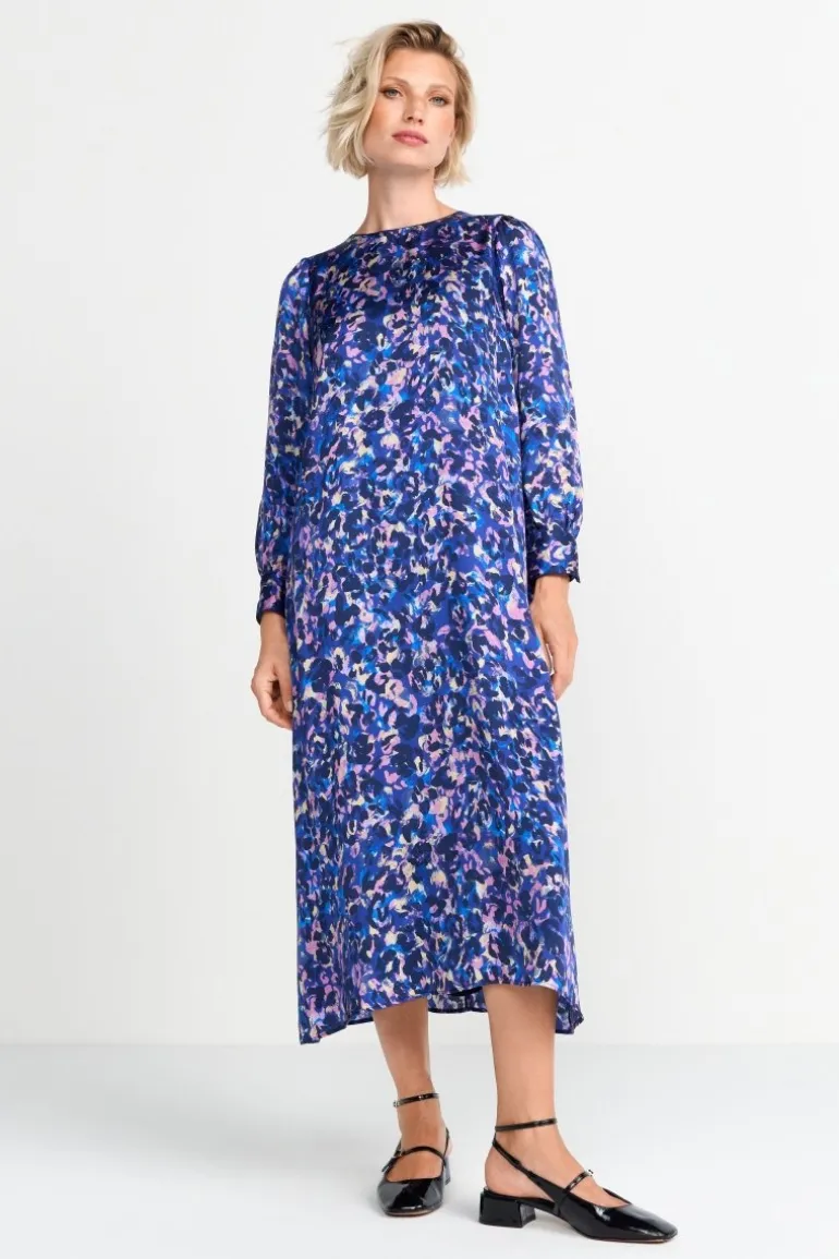 Blaues Midikleid Mit Leo-Print
