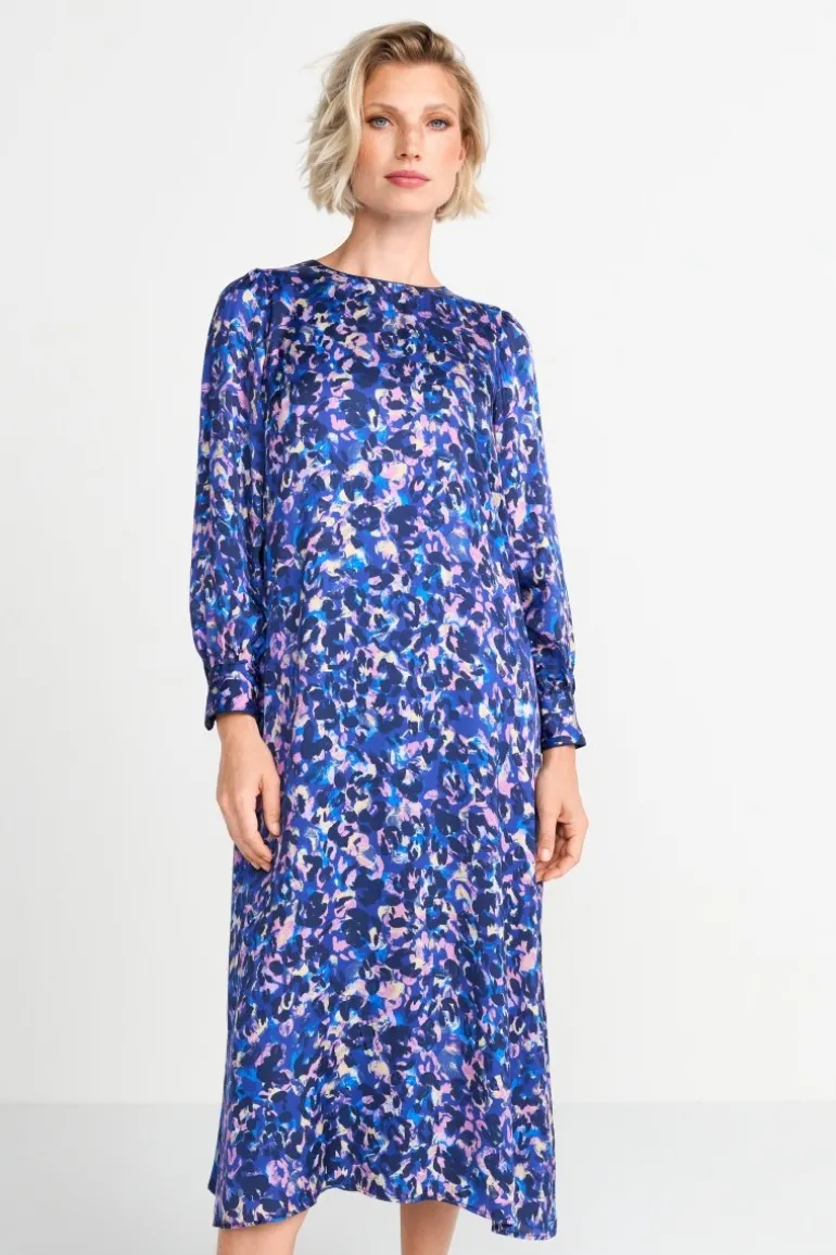 Blaues Midikleid Mit Leo-Print