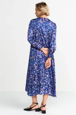 Blaues Midikleid Mit Leo-Print
