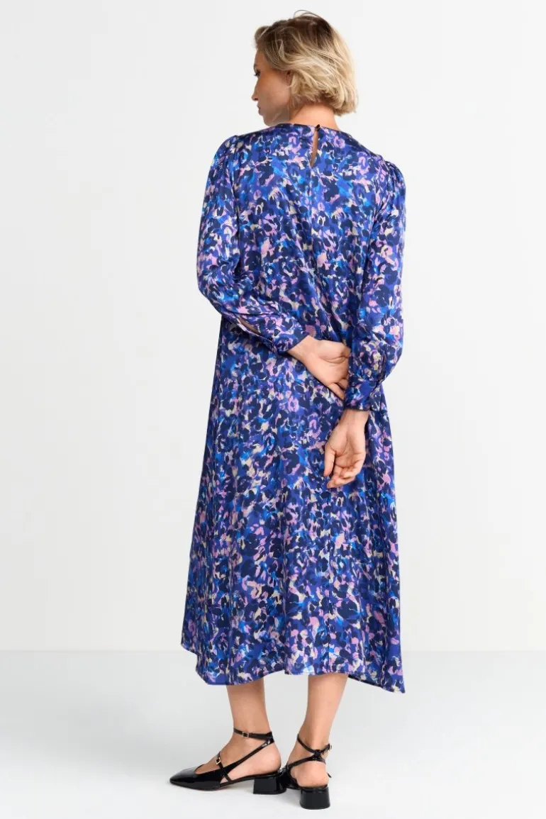 Blaues Midikleid Mit Leo-Print
