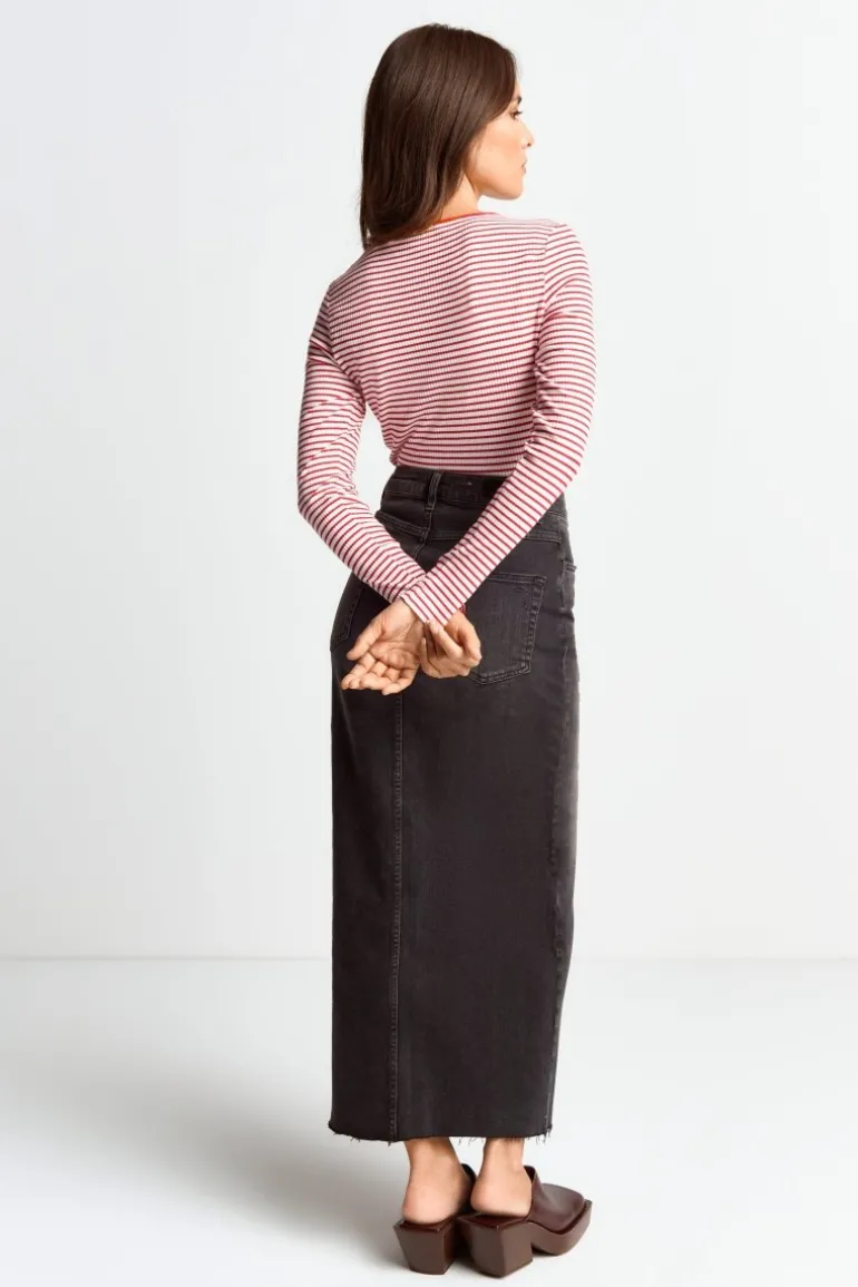 Bodycon-Longsleeve Mit Streifen