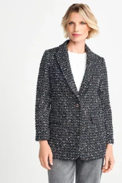 Bouclé-Blazer Mit Statement-Knopf