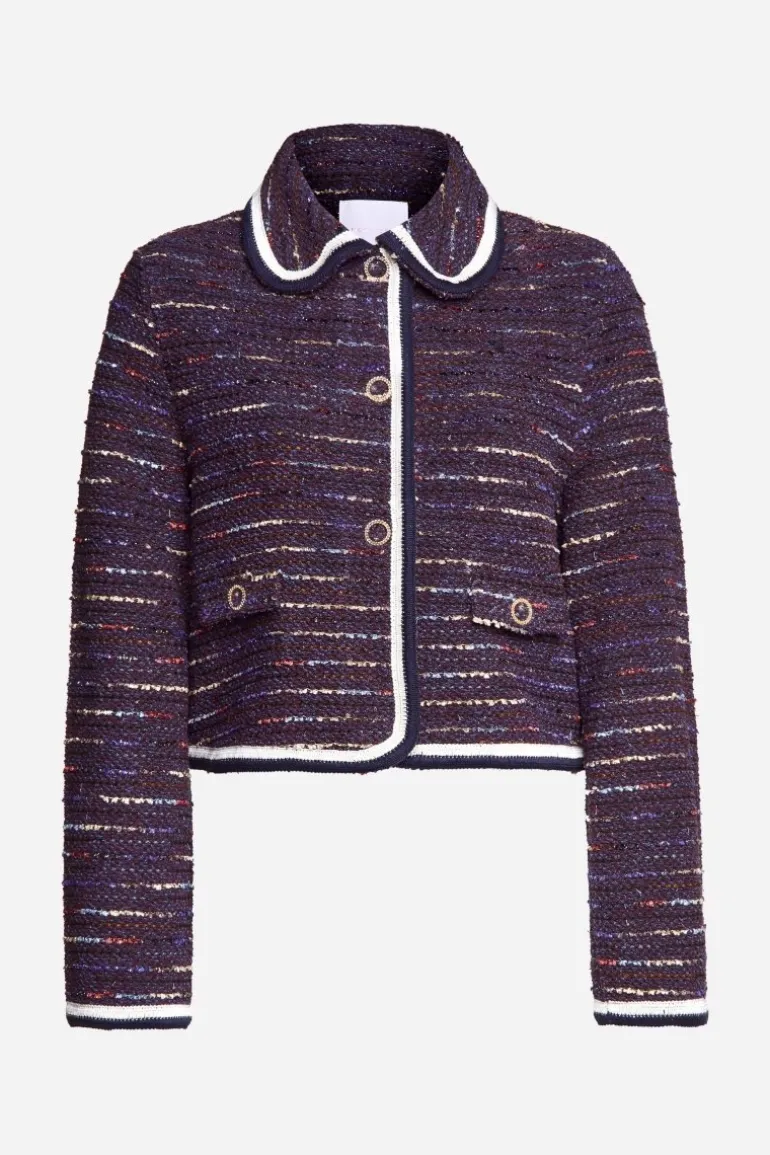 Bouclé-Jacke Mit Bubikragen