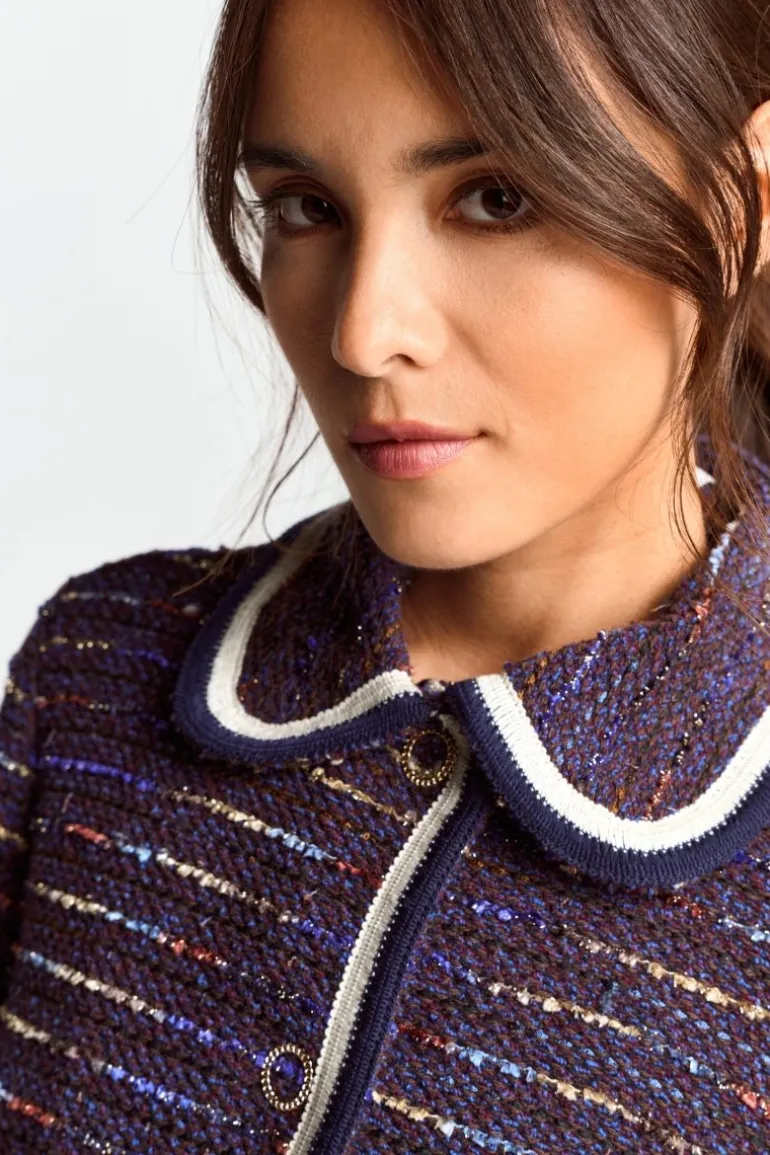 Bouclé-Jacke Mit Bubikragen