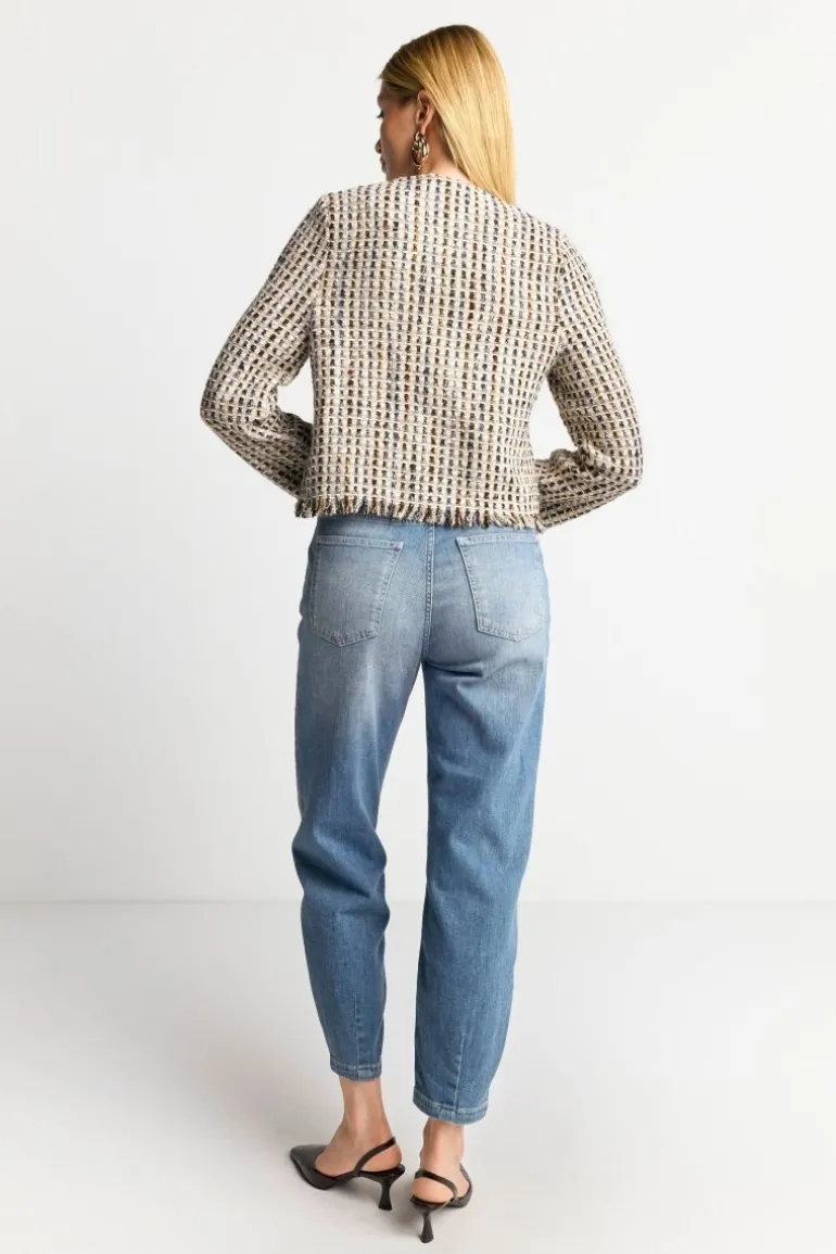 Bouclé-Jacke Mit Fransen