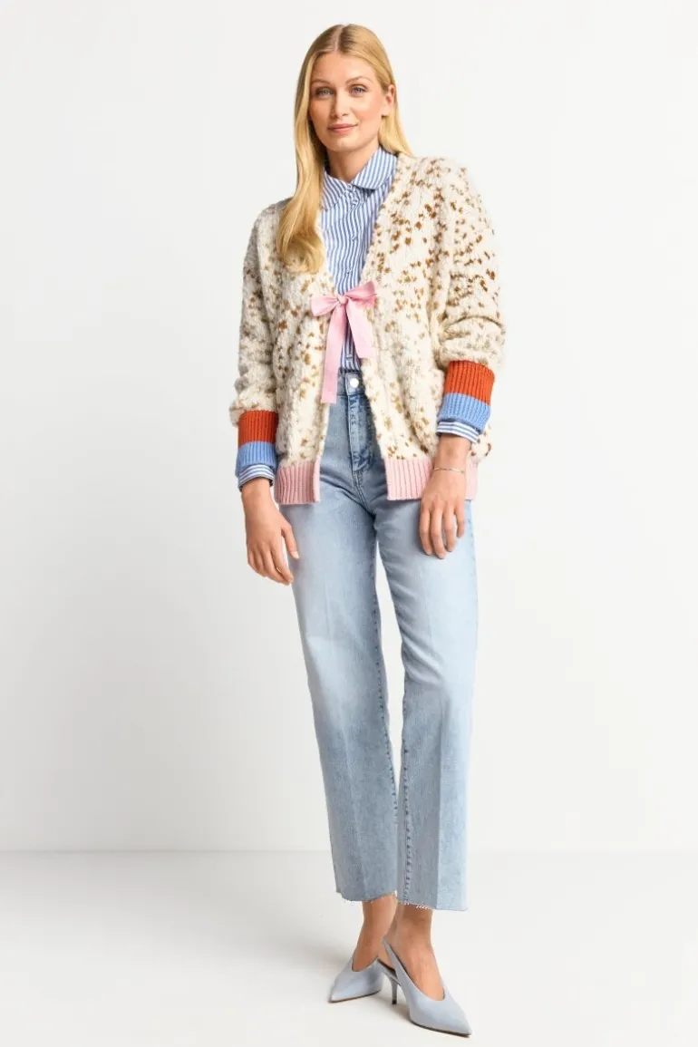 Cardigan Mit Kontrastbündchen Und Schleife