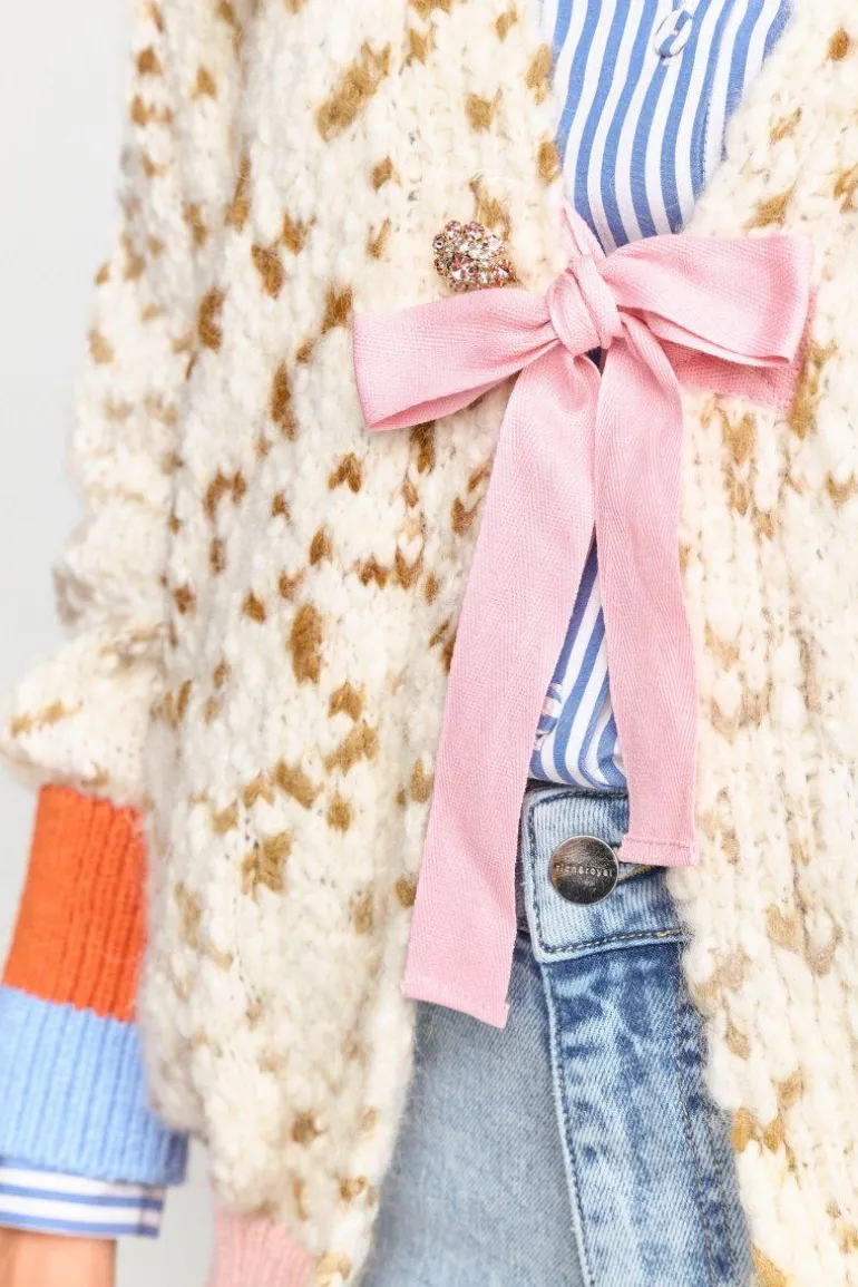Cardigan Mit Kontrastbündchen Und Schleife
