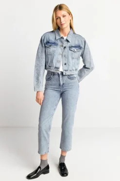 Denim-Jacke Mit Strassdetails