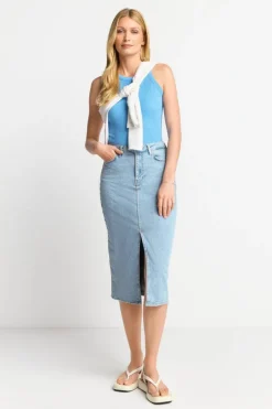 Figurbetontes Rib-Top In Cruise Blue