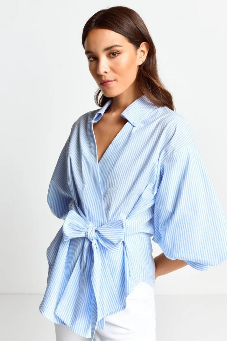 Gestreifte Wickelbluse