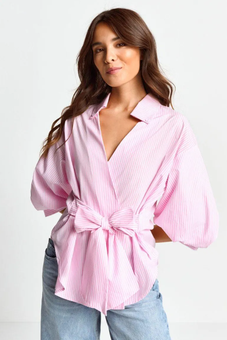 Gestreifte Wickelbluse