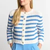 Gestreifter Cardigan Mit Kristallknöpfen