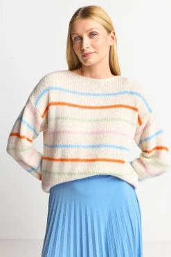 Gestreifter Pullover In Perlweiß