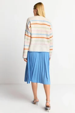 Gestreifter Pullover In Perlweiß