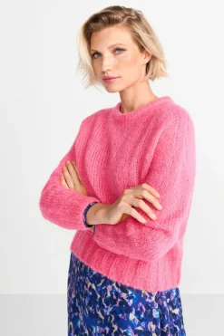 Grobstrickpullover Mit Rundhalsausschnitt