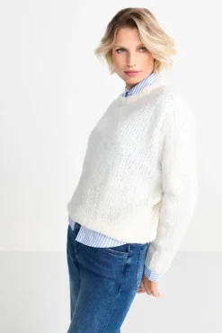 Grobstrickpullover Mit Rundhalsausschnitt
