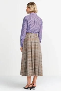 Karierter High-Waist-Midirock