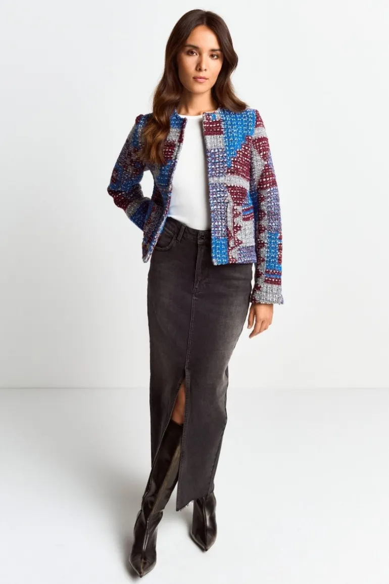 Mehrfarbige Bouclé-Jacke