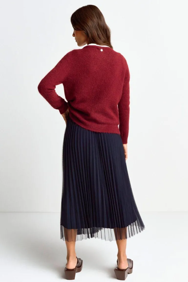Strickpullover Aus Weichem Materialmix