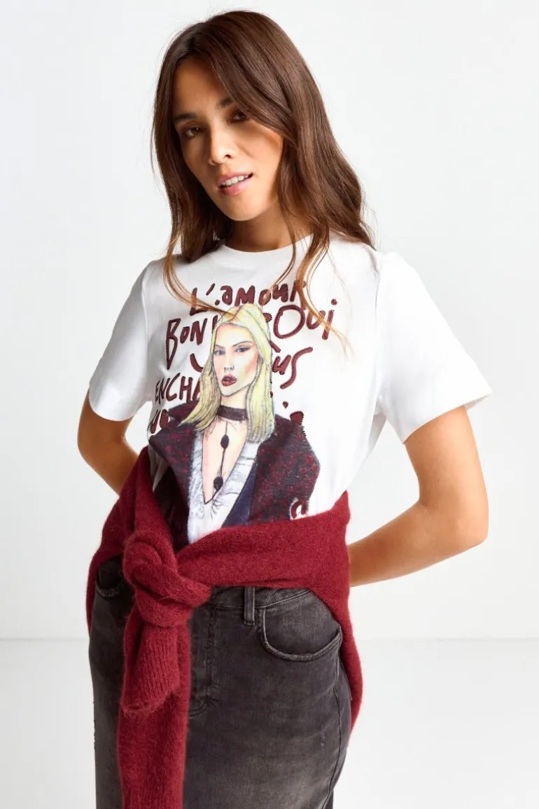 T-Shirt Mit Fashion-Illustration
