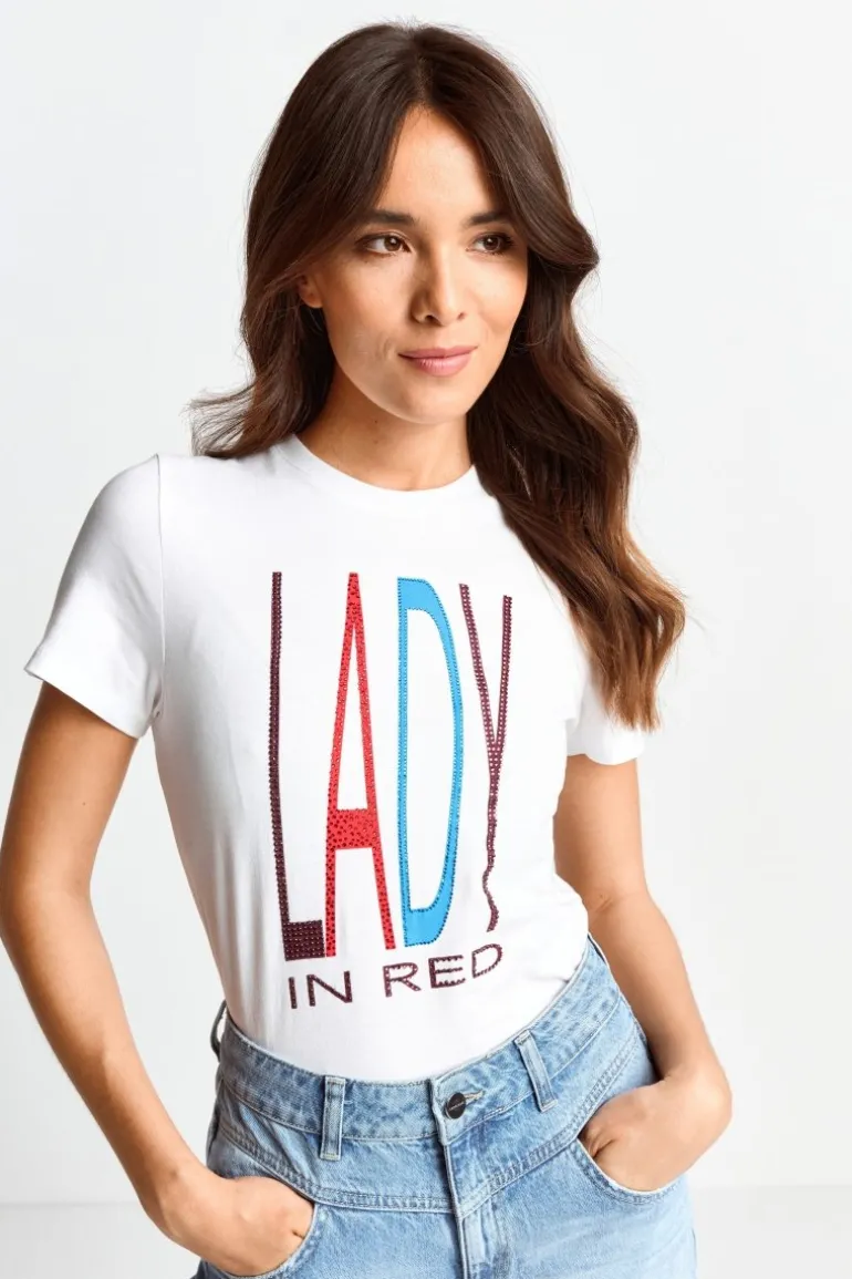 T-Shirt Mit Strass-Schriftzug