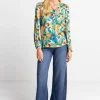 V-Neck-Bluse Mit Knöpfen
