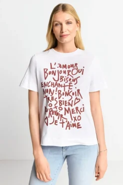 Weißes T-Shirt Mit Statement-Print