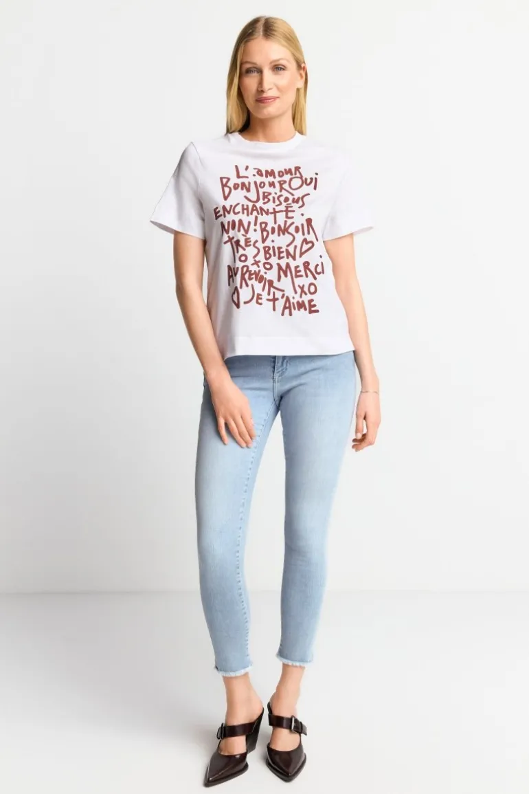 Weißes T-Shirt Mit Statement-Print