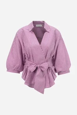 Wickelbluse Mit V-Neck Und Streifen