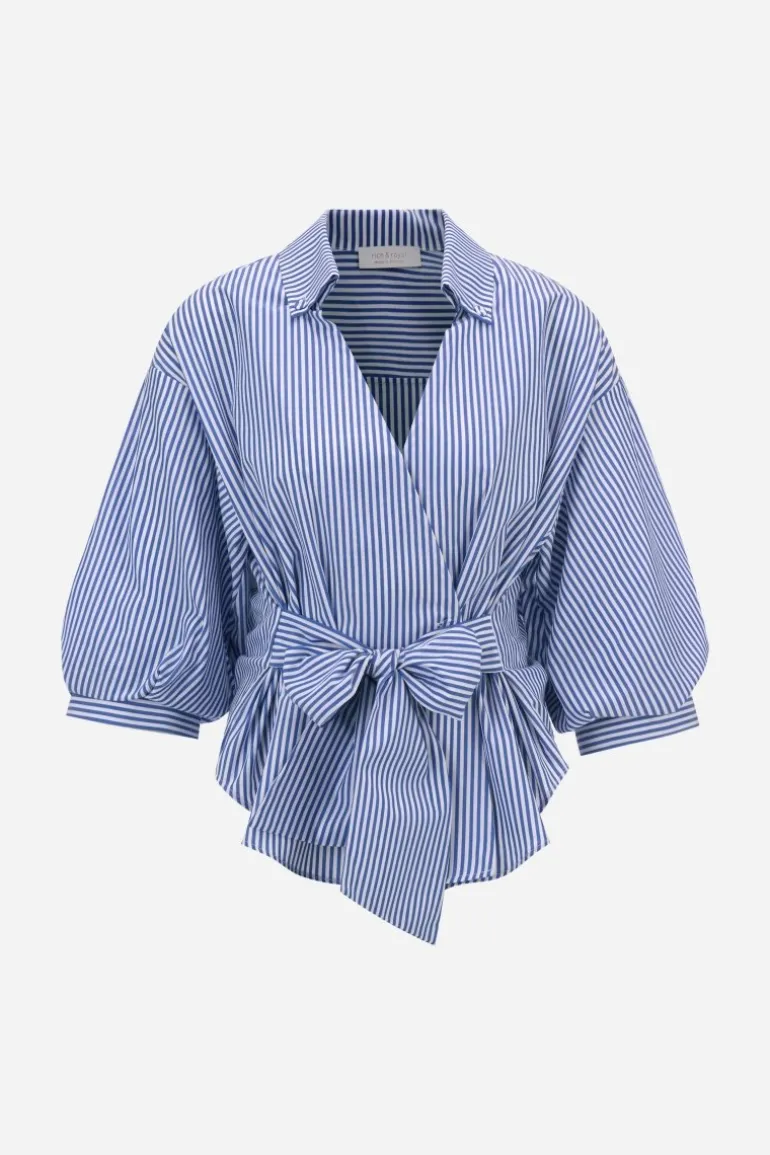 Wickelbluse Mit V-Neck Und Streifen