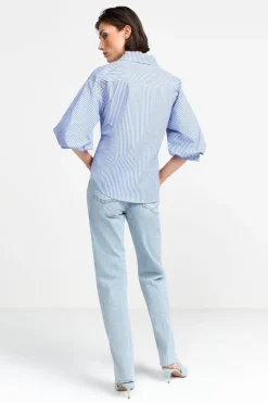 Wickelbluse Mit V-Neck Und Streifen