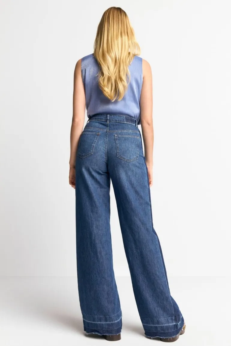 Wide Leg Denim Mit Seitenstreifen